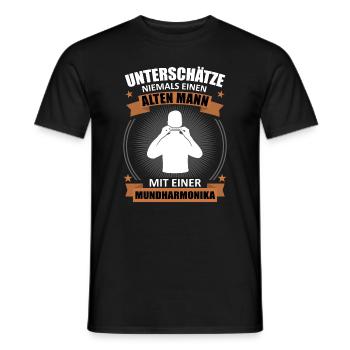 Old Man Harmonica Wisdom - Men's T-Shirt - black - Front - AI Model Male 178 light (178cm)