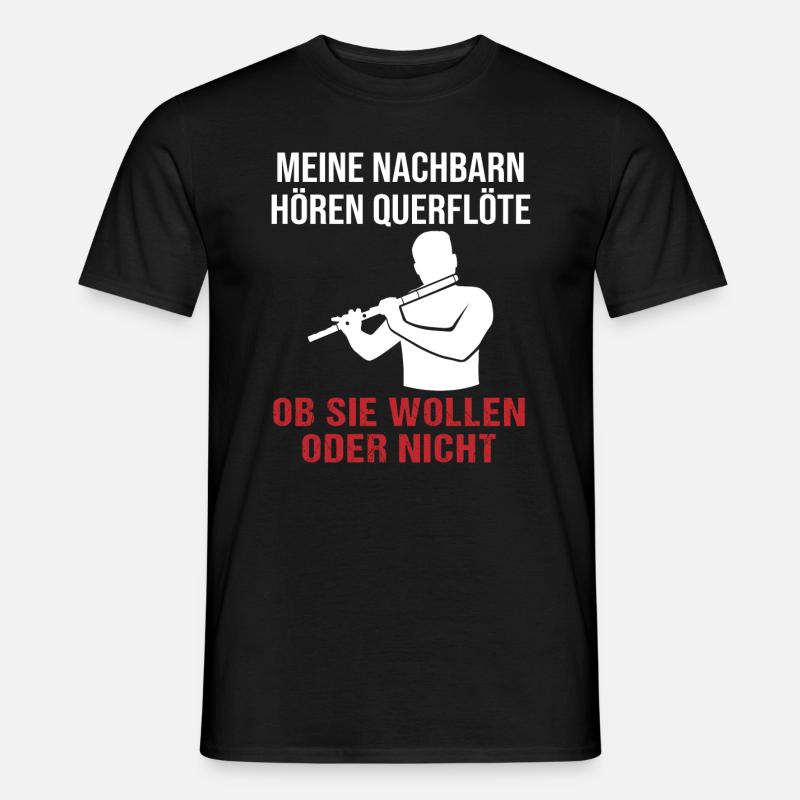 Querflötenklänge - Nachbarn hören mit - Männer T-Shirt - Schwarz