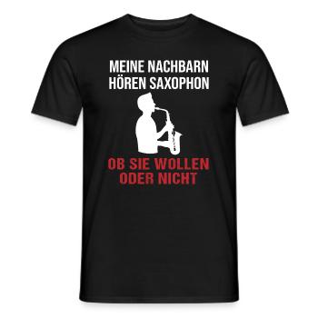 Voisins Saxophone écoute Fun - Cadeau - T-shirt homme - noir - Devant - AI Model Male 178 light (178cm)