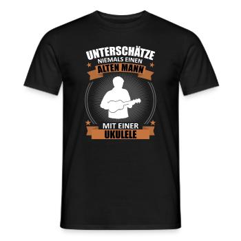 Alter Mann Ukulele Weisheit - Männer T-Shirt - Schwarz - Vorne - AI Model Male 178 light (178cm)