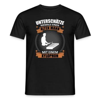 Old Master on the Xylophone Indomitable Gift - Men's T-Shirt - black - Front - AI Model Male 178 light (178cm)