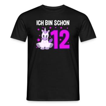 Unicorn World 12 Years of Birthday Fun - Men's T-Shirt - black - Front - AI Model Male 178 light (178cm)
