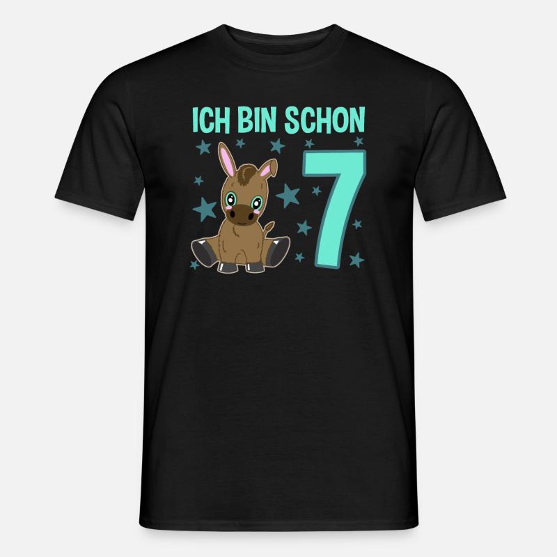Siebenjährige Partyeselchen Glücksbringer - Männer T-Shirt - Schwarz