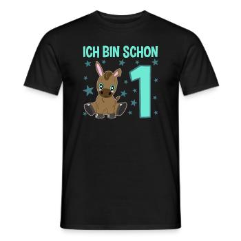 Cute donkey celebrates first birthday - Men's T-Shirt - black - Front - AI Model Male 178 light (178cm)