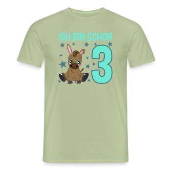Dreijähriges Festeselchen Glückwunschmotiv - Männer T-Shirt - Sage - Vorne - AI Model Male 178 light (178cm)