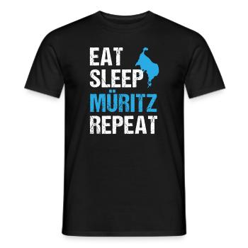 Müritz-Rhythmus: Essen, Schlafen, Erleben - Männer T-Shirt - Schwarz - Vorne - AI Model Male 178 light (178cm)
