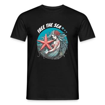 Libérez la mer Sirène Étoile de mer Environnement Nature - T-shirt homme - noir - Devant - AI Model Male 178 light (178cm)