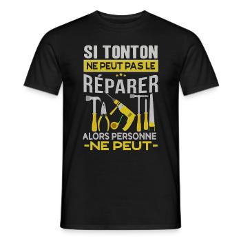 Si tonton ne peut pas le réparer personne ne peut - T-shirt homme - noir - Devant - AI Model Male 178 light (178cm)