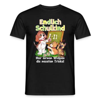 Endlich Schulkind - Süße Hunde Schule Schulanfang - Männer T-Shirt - Schwarz - Vorne - AI Model Male 178 light (178cm)