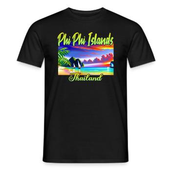 Phi Phi Island Thaïlande - T-shirt homme - noir - Devant - AI Model Male 178 light (178cm)