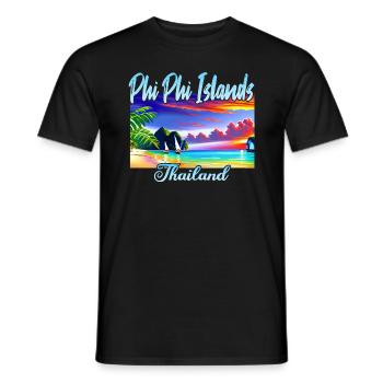 Phi Phi Island Thaïlande - T-shirt homme - noir - Devant - AI Model Male 178 light (178cm)