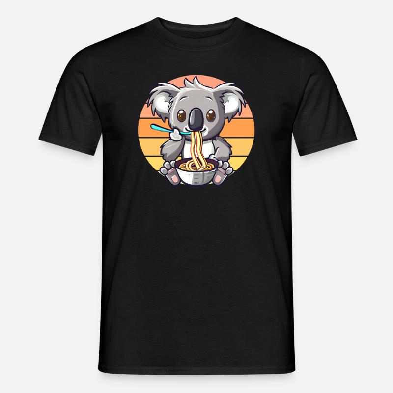 Koala isst Ramen Nudeln - Männer T-Shirt - Schwarz