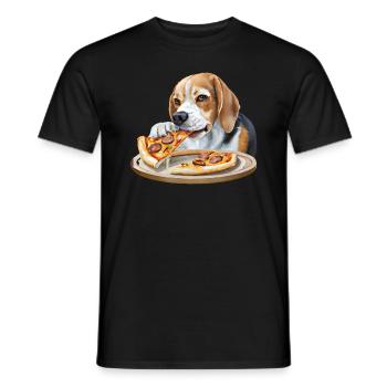 Beagle amateur de pizza - T-shirt homme - noir - Devant - AI Model Male 178 light (178cm)