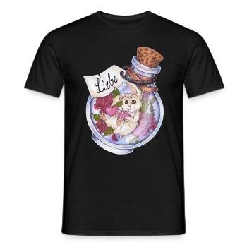 Liebestrank Love Potion Hase Kaninchen mit Rosen - Männer T-Shirt - Schwarz - Vorne - AI Model Male 178 light (178cm)