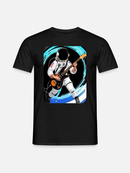 Astronaut playing electric guitar - Men's T-Shirt - black