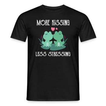 More kissing less stressing fun kissing frogs - Men's T-Shirt - black - Front - AI Model Male 178 light (178cm)