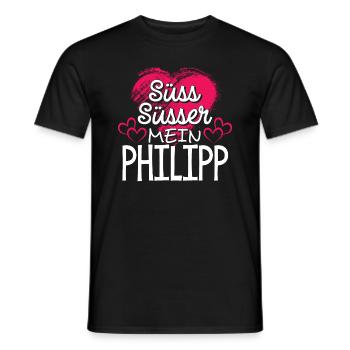 PHILIPP - süss - Männer T-Shirt - Schwarz - Vorne - AI Model Male 178 light (178cm)