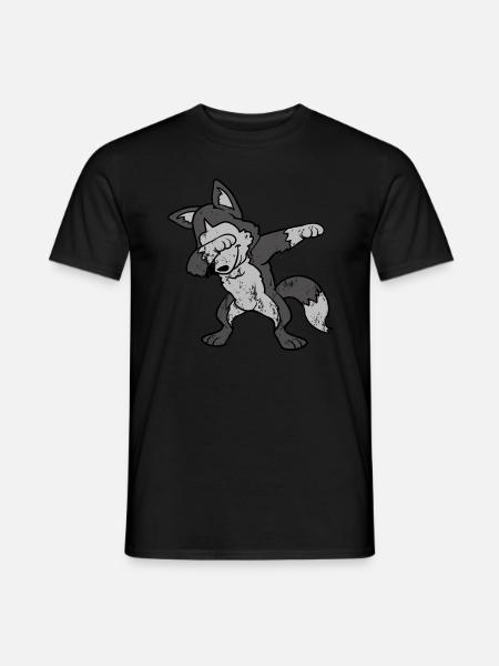 Retro Vintage Grunge Style Dabbing Dab Wolf Husky - Männer T-Shirt - Schwarz