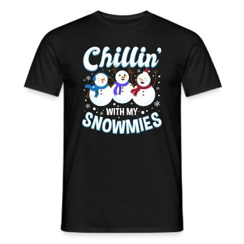 Chillin 'With My Snowmies - Christmas Snowman - Men's T-Shirt - black - Front - AI Model Male 178 light (178cm)