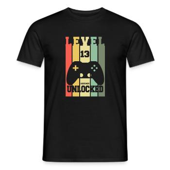 Level 13 Achievement Unlocked 13th Birthday Design - Men's T-Shirt - black - Front - AI Model Male 178 light (178cm)