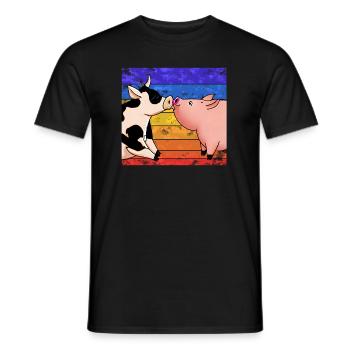 Kuh küsst Schwein - Männer T-Shirt - Schwarz - Vorne - AI Model Male 178 light (178cm)