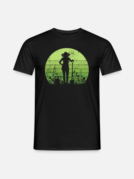 Gärtner im Garten Retro - Männer T-Shirt - Schwarz