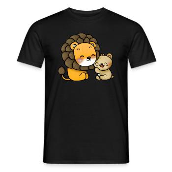 Lion câlins ours - T-shirt homme - noir - Devant - AI Model Male 178 light (178cm)