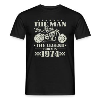 1974 L’Homme, Le Mythe, La Légende Moto - T-shirt homme - noir - Devant - AI Model Male 178 light (178cm)