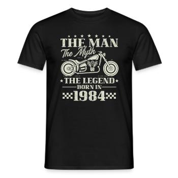 1984 L’Homme, Le Mythe, La Légende, Moto - T-shirt homme - noir - Devant - AI Model Male 178 light (178cm)