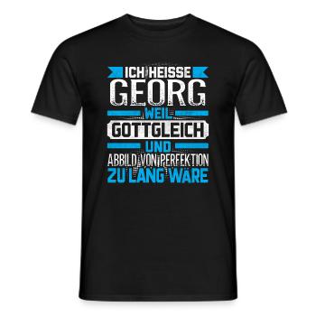 GEORG - Gottgleich - Männer T-Shirt - Schwarz - Vorne - AI Model Male 178 light (178cm)