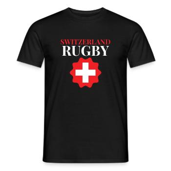 Swiss rugby shirt - Men's T-Shirt - black - Front - AI Model Male 178 light (178cm)