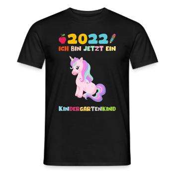 2022 Kindergartenkind Einhorn Kita Mädchen Kinder - Männer T-Shirt - Schwarz - Vorne - AI Model Male 178 light (178cm)