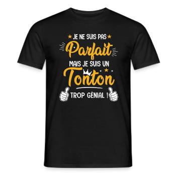 parfait mais un tonton trop génial Cadeau Oncle - T-shirt homme - noir - Devant - AI Model Male 178 light (178cm)