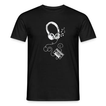 Casque et cassette - T-shirt homme - noir - Devant - AI Model Male 178 light (178cm)