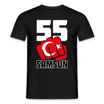 Samsun 55 Memleket Türkei Fahne Faust - Männer T-Shirt - Schwarz - Vorne - AI Model Male 178 light (178cm)