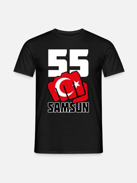 Samsun 55 Memleket Turkey flag fist - Men's T-Shirt - black