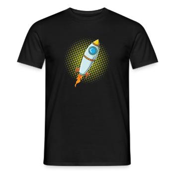 Moon Rocket Spaceship Comic Missile - Men's T-Shirt - black - Front - AI Model Male 178 light (178cm)