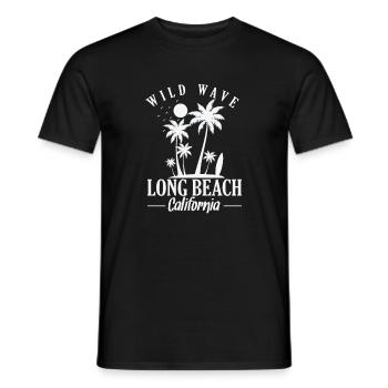 Wild Wave long Beach California surfing - Men's T-Shirt - black - Front - AI Model Male 178 light (178cm)