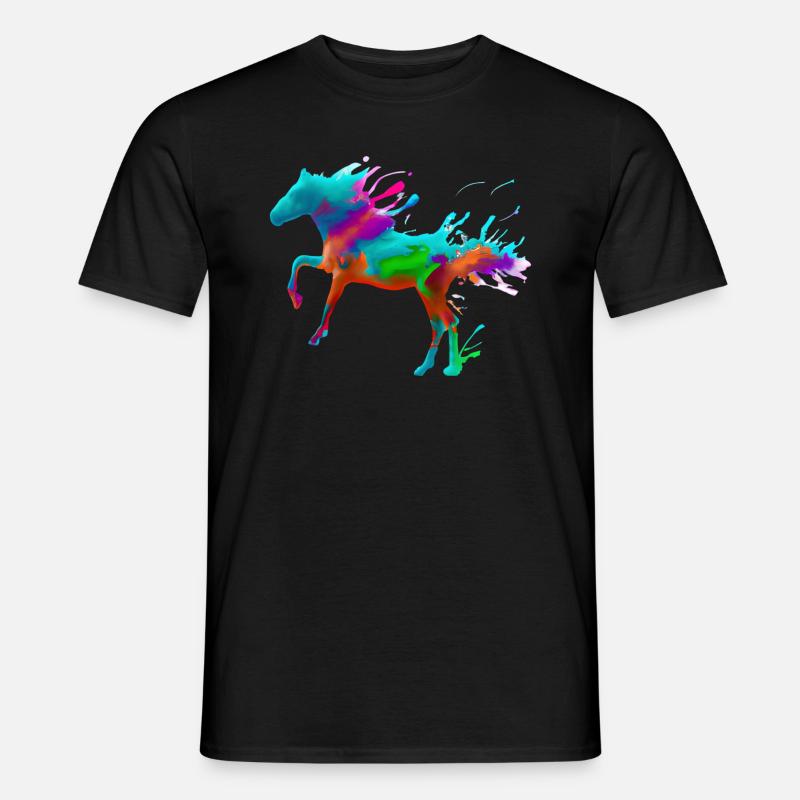 Farbenfrohes Pferd - Männer T-Shirt - Schwarz