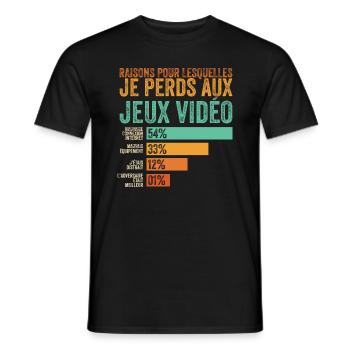 Gamer, ich verliere bei Videospielen - Männer T-Shirt - Schwarz - Vorne - AI Model Male 178 light (178cm)