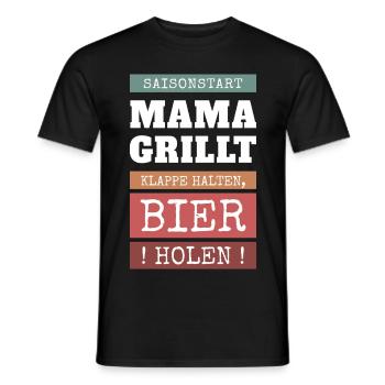 Mom at the Grill - Funny BBQ Saying - Men's T-Shirt - black - Front - AI Model Male 178 light (178cm)