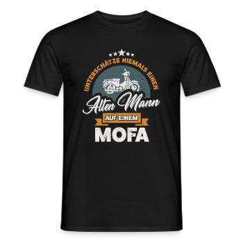 UNTERSCHÄTZE NIE - ALTEN MANN - MOFA - GESCHENK - Männer T-Shirt - Schwarz - Vorne - AI Model Male 178 light (178cm)