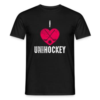 Unihockey - Männer T-Shirt - Schwarz - Vorne - AI Model Male 178 light (178cm)