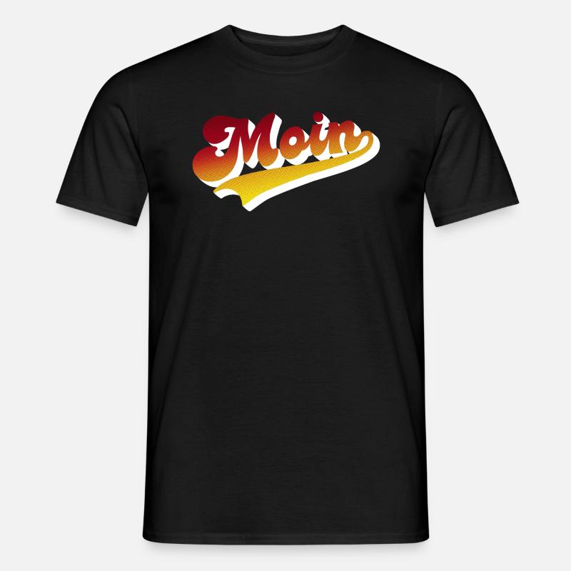 Moin Retro 70er Look - Männer T-Shirt - Schwarz