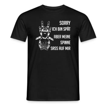 Meine Spinne saß auf mir - lustiges Spinnendesign - Männer T-Shirt - Schwarz - Vorne - AI Model Male 178 light (178cm)