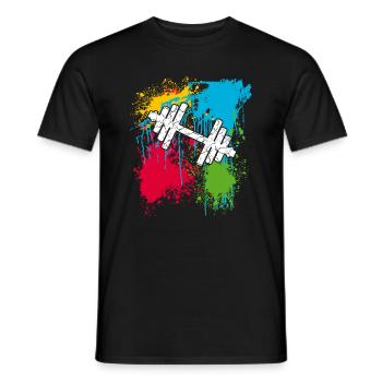 Hantel | Gym | Bodybuilding | Farbkleckse - Männer T-Shirt - Schwarz - Vorne - AI Model Male 178 light (178cm)
