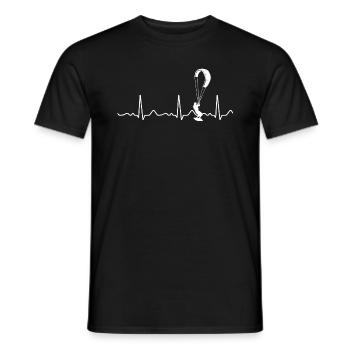 Kitesurfing - heartbeat, pulse, heart line, ECG - Men's T-Shirt - black - Front - AI Model Male 178 light (178cm)