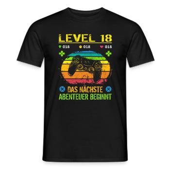Geburtstag Gamer Level 18 Geburtstagsshirt Männer - Männer T-Shirt - Schwarz - Vorne - AI Model Male 178 light (178cm)