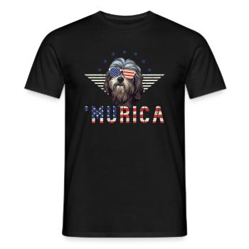 Havaneser Sonnenbrille Murica Flagge Geschenk - Männer T-Shirt - Schwarz - Vorne - AI Model Male 178 light (178cm)