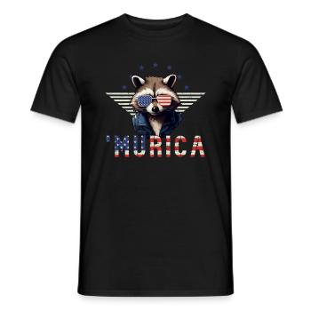 Lunettes de soleil raton laveur Murica America cadeau - T-shirt homme - noir - Devant - AI Model Male 178 light (178cm)